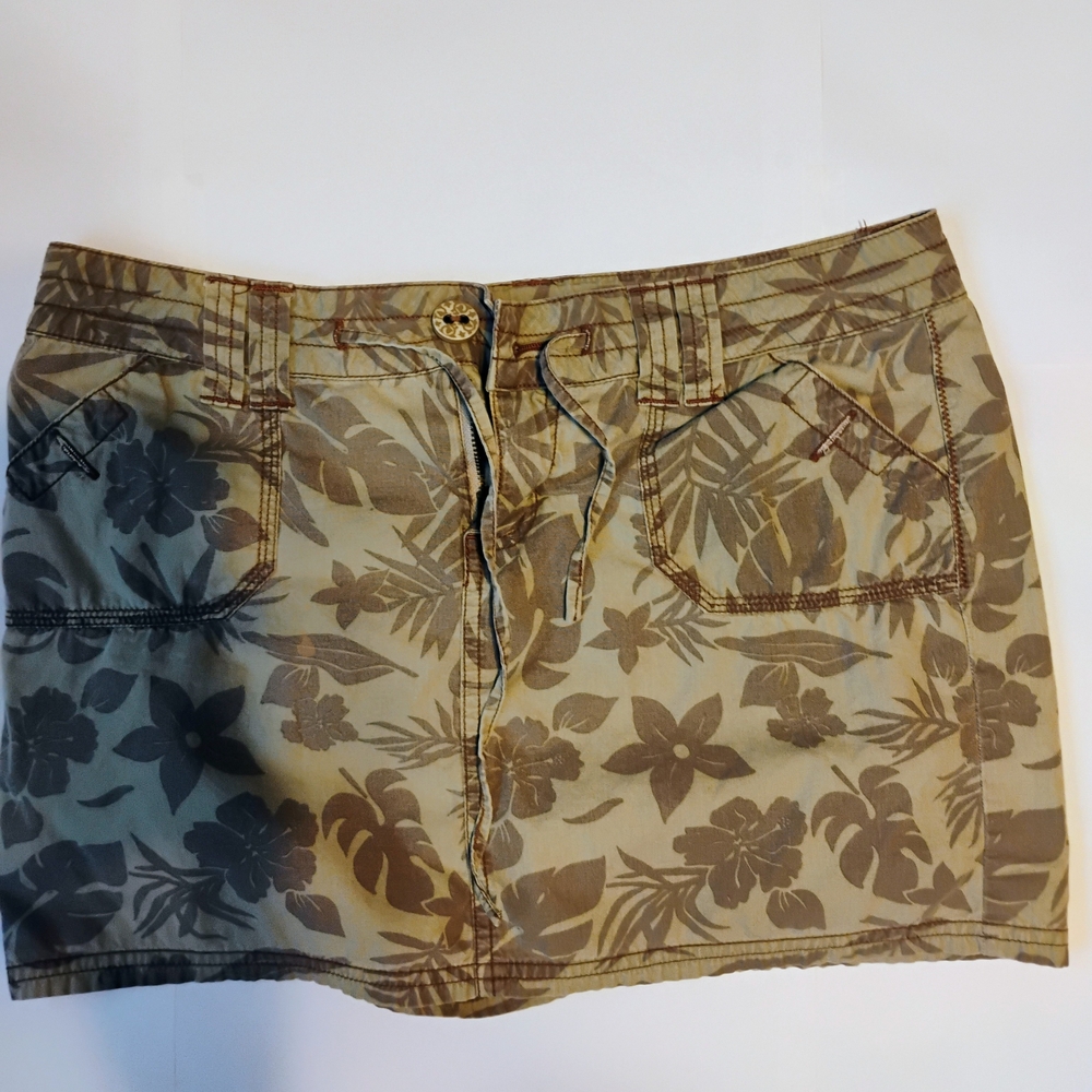 Floral Tan Mini Skirt